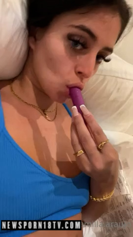 Camilla Araujo playdildo on bed so hot!!! New Onlyfans video